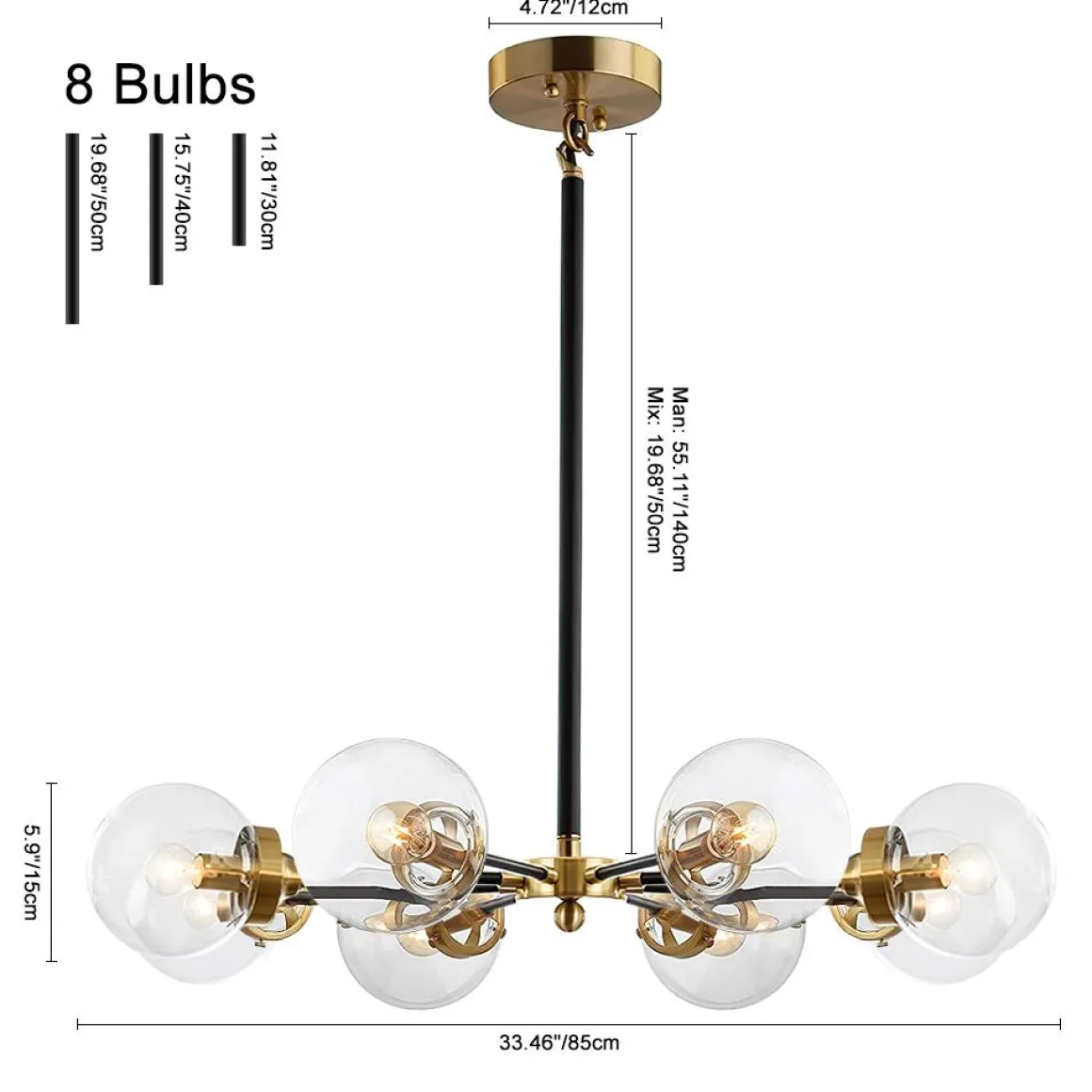 Black and Brass Mid-century Sputnik Chandelier