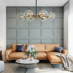 Black and Brass Mid-century Sputnik Chandelier