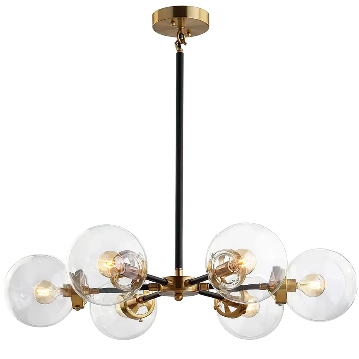 Black and Brass Mid-century Sputnik Chandelier