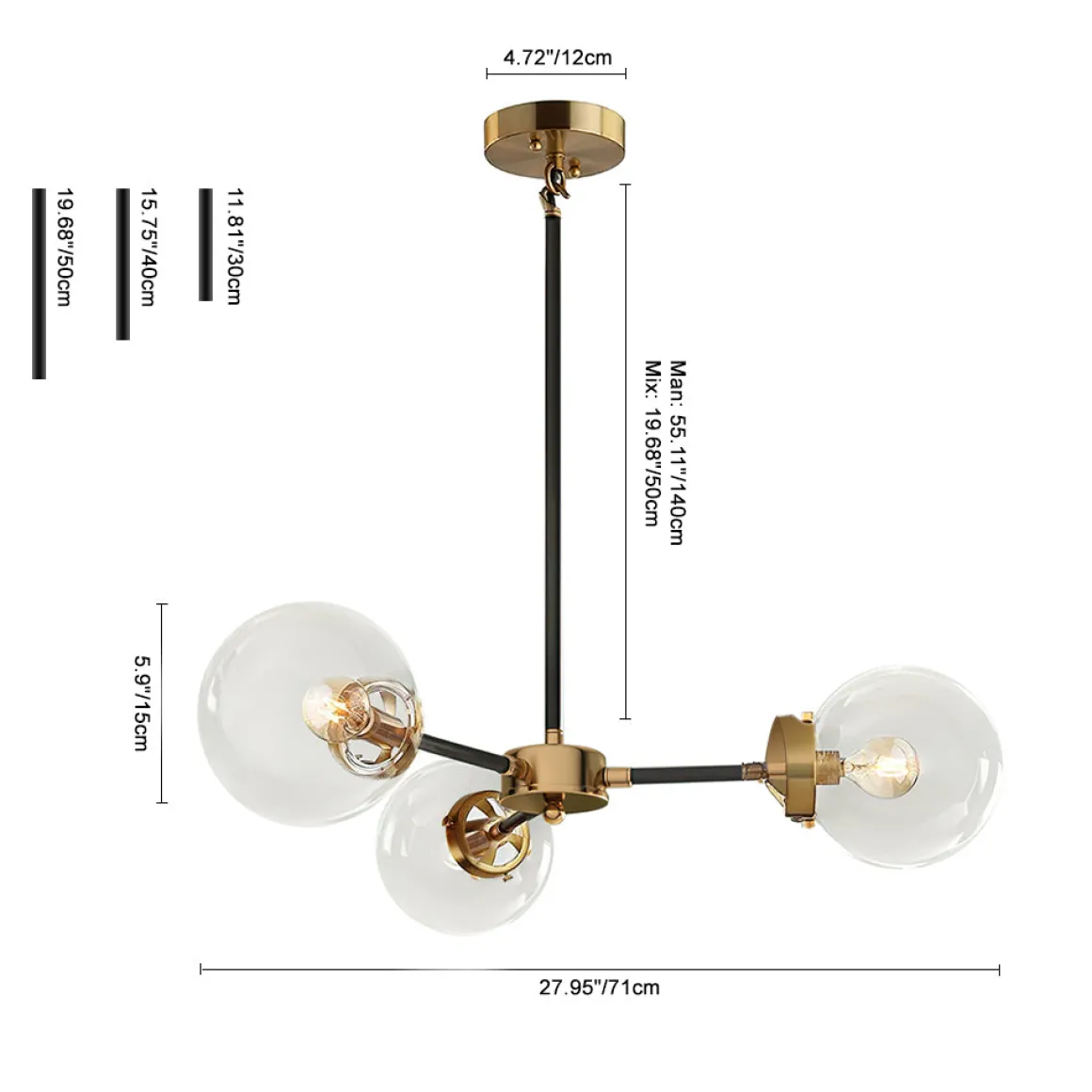Black and Brass Mid-century Sputnik Chandelier