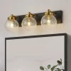 Black Brass Crackle Glass Globe Vanity Wall Lamp