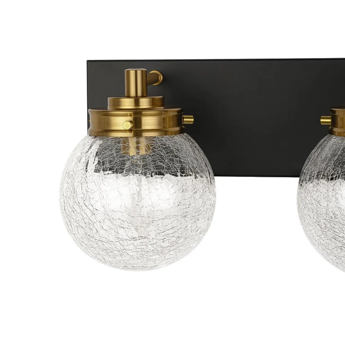 Black Brass Crackle Glass Globe Vanity Wall Lamp