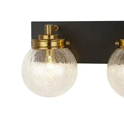 Black Brass Crackle Glass Globe Vanity Wall Lamp