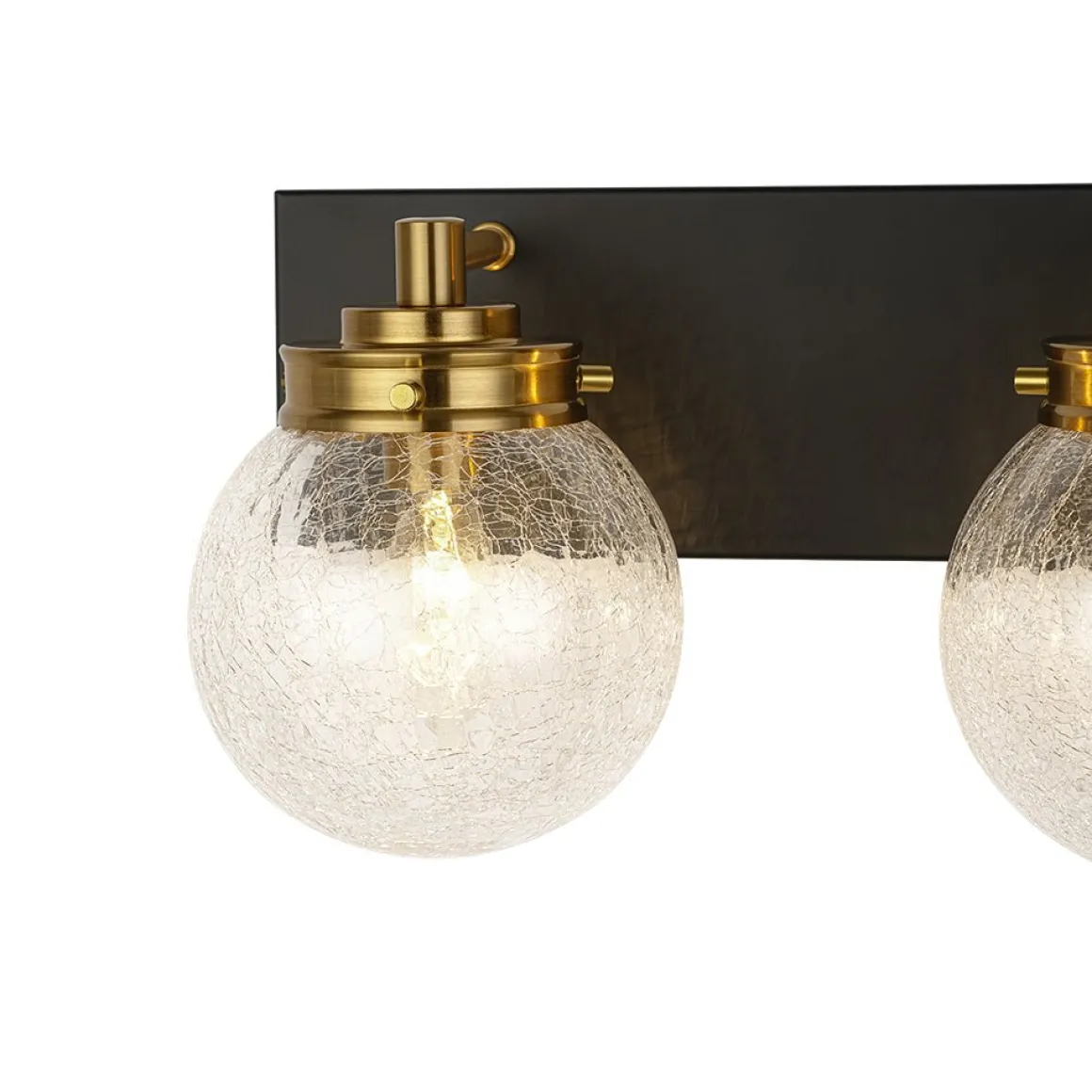 Black Brass Crackle Glass Globe Vanity Wall Lamp