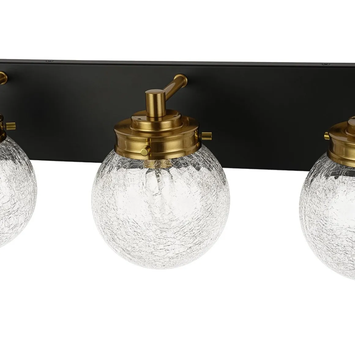 Black Brass Crackle Glass Globe Vanity Wall Lamp