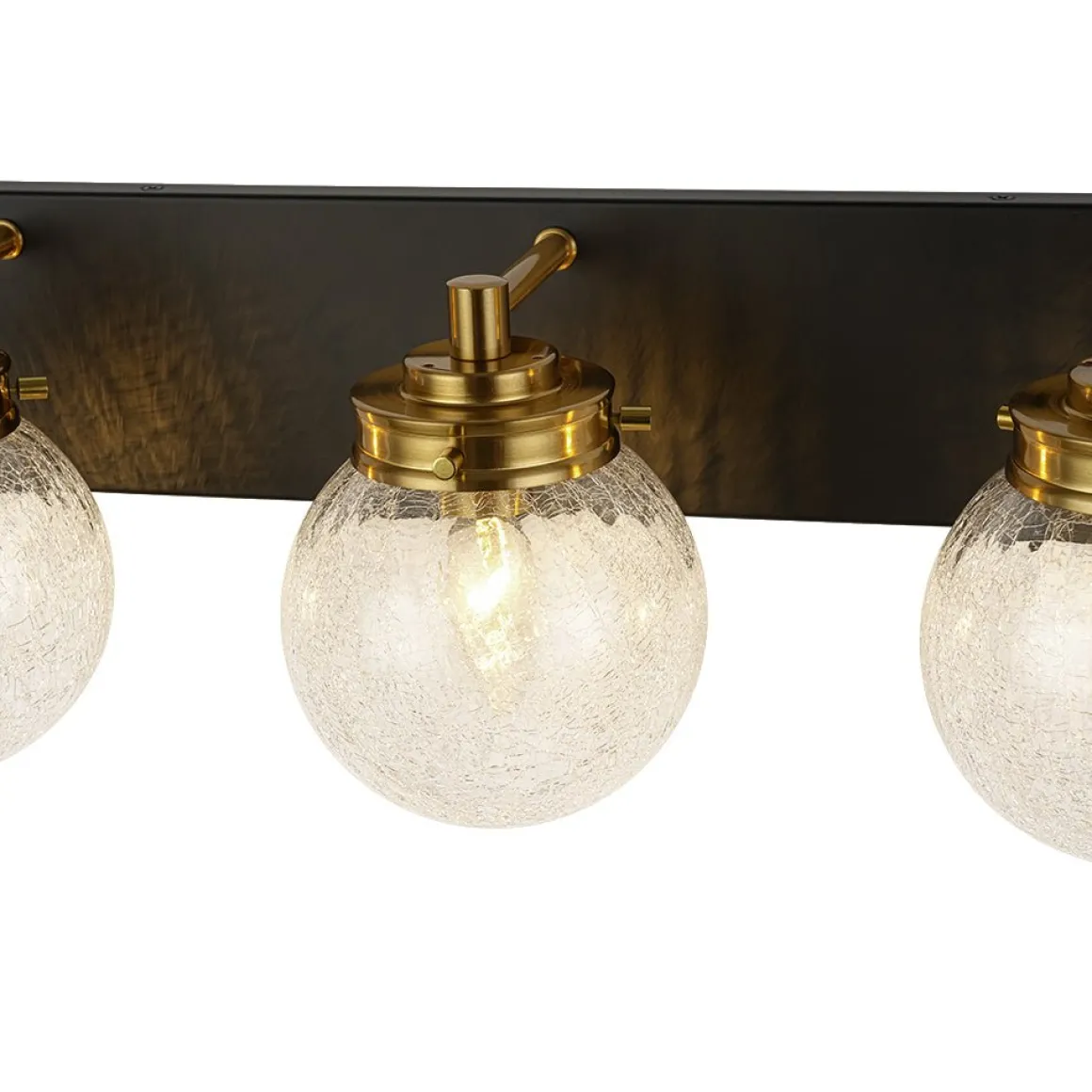 Black Brass Crackle Glass Globe Vanity Wall Lamp