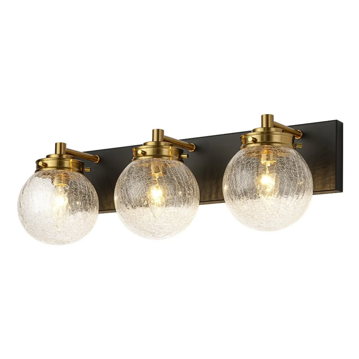 Black Brass Crackle Glass Globe Vanity Wall Lamp
