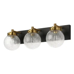 Black Brass Crackle Glass Globe Vanity Wall Lamp