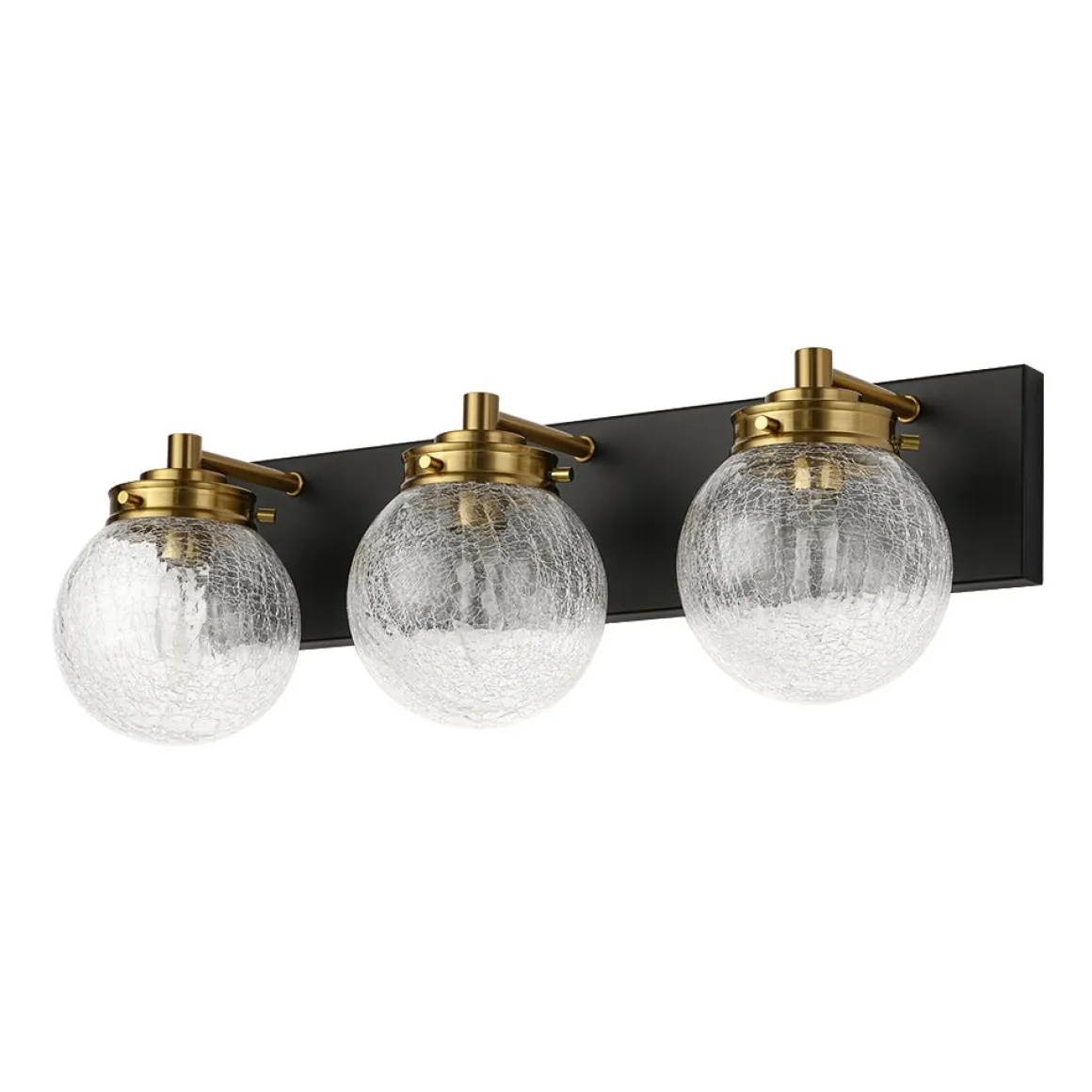 Black Brass Crackle Glass Globe Vanity Wall Lamp