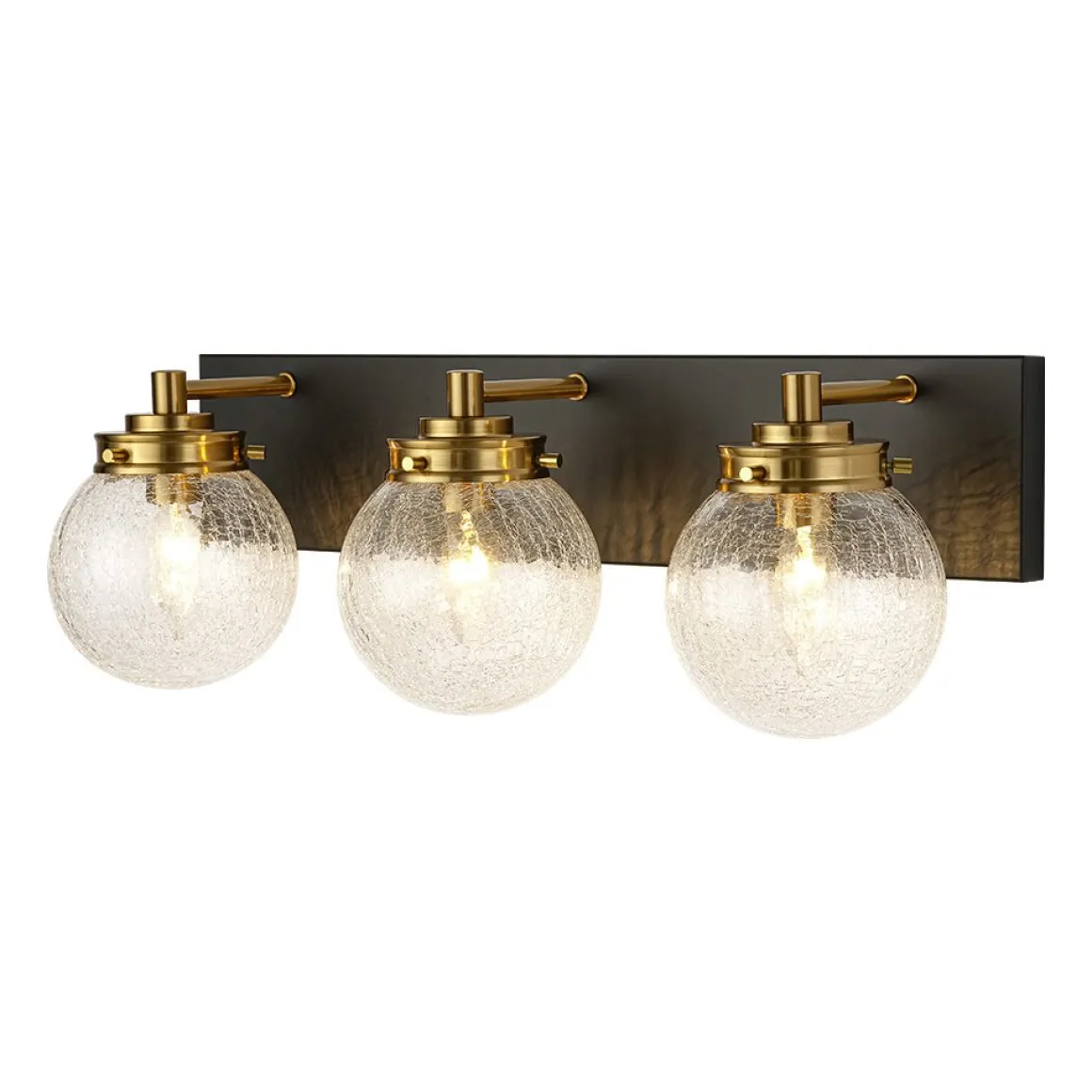 Black Brass Crackle Glass Globe Vanity Wall Lamp