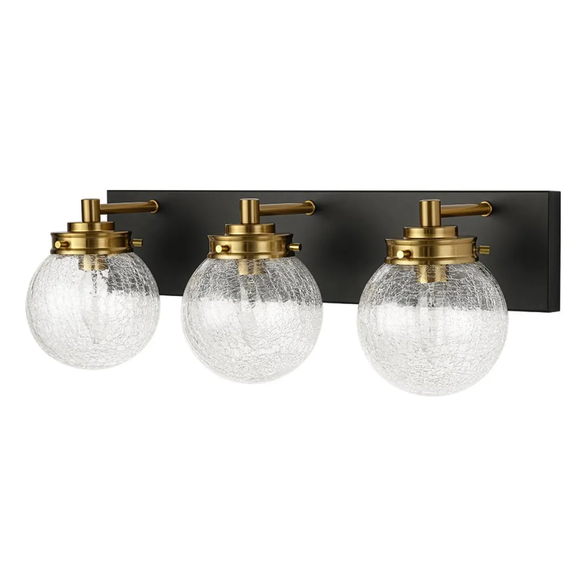 Black Brass Crackle Glass Globe Vanity Wall Lamp