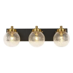 Black Brass Crackle Glass Globe Vanity Wall Lamp
