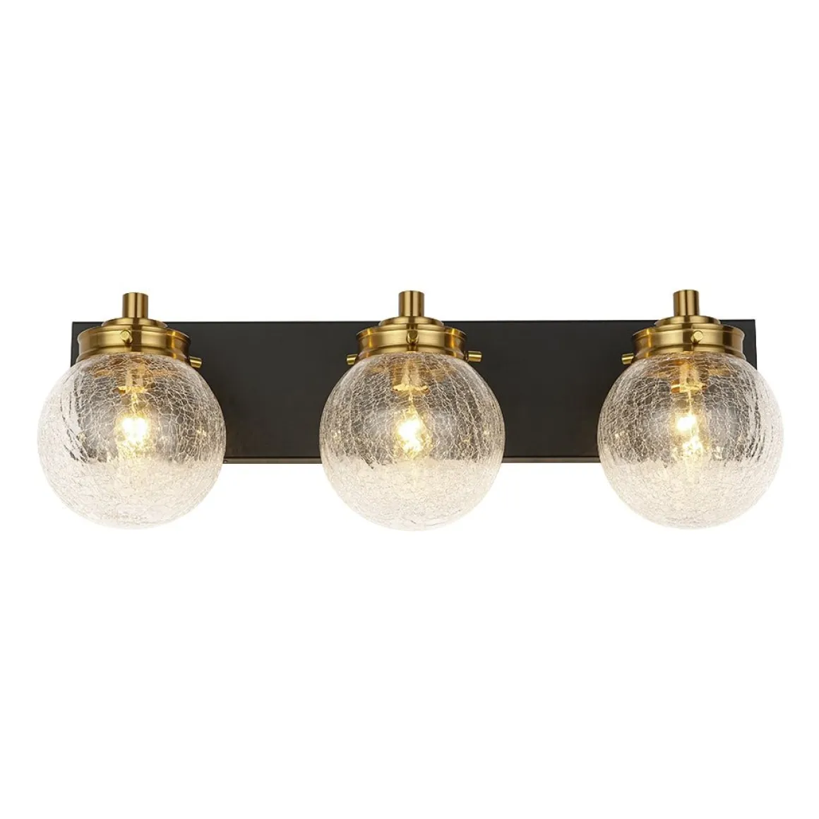Black Brass Crackle Glass Globe Vanity Wall Lamp