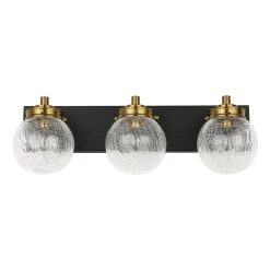 Black Brass Crackle Glass Globe Vanity Wall Lamp