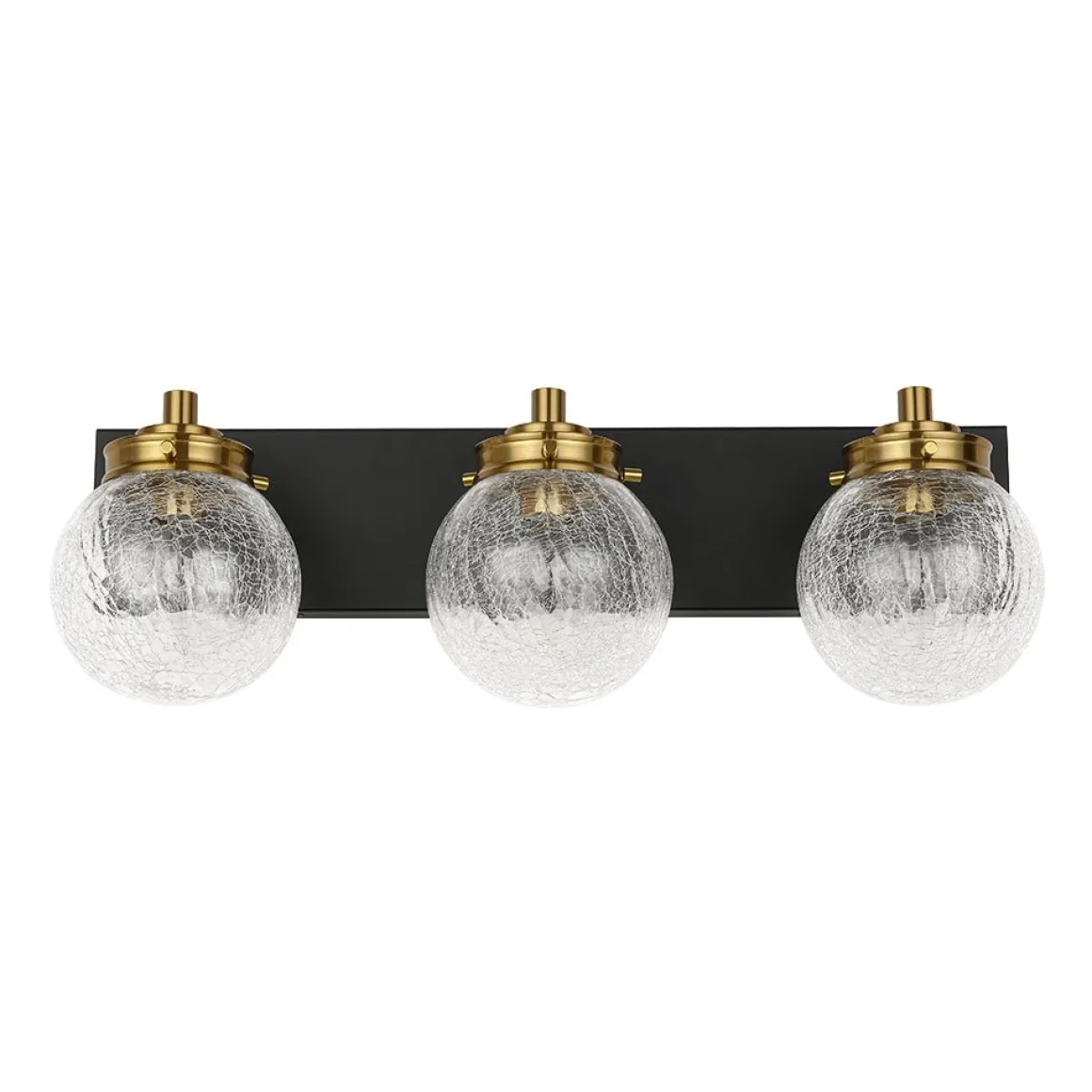 Black Brass Crackle Glass Globe Vanity Wall Lamp