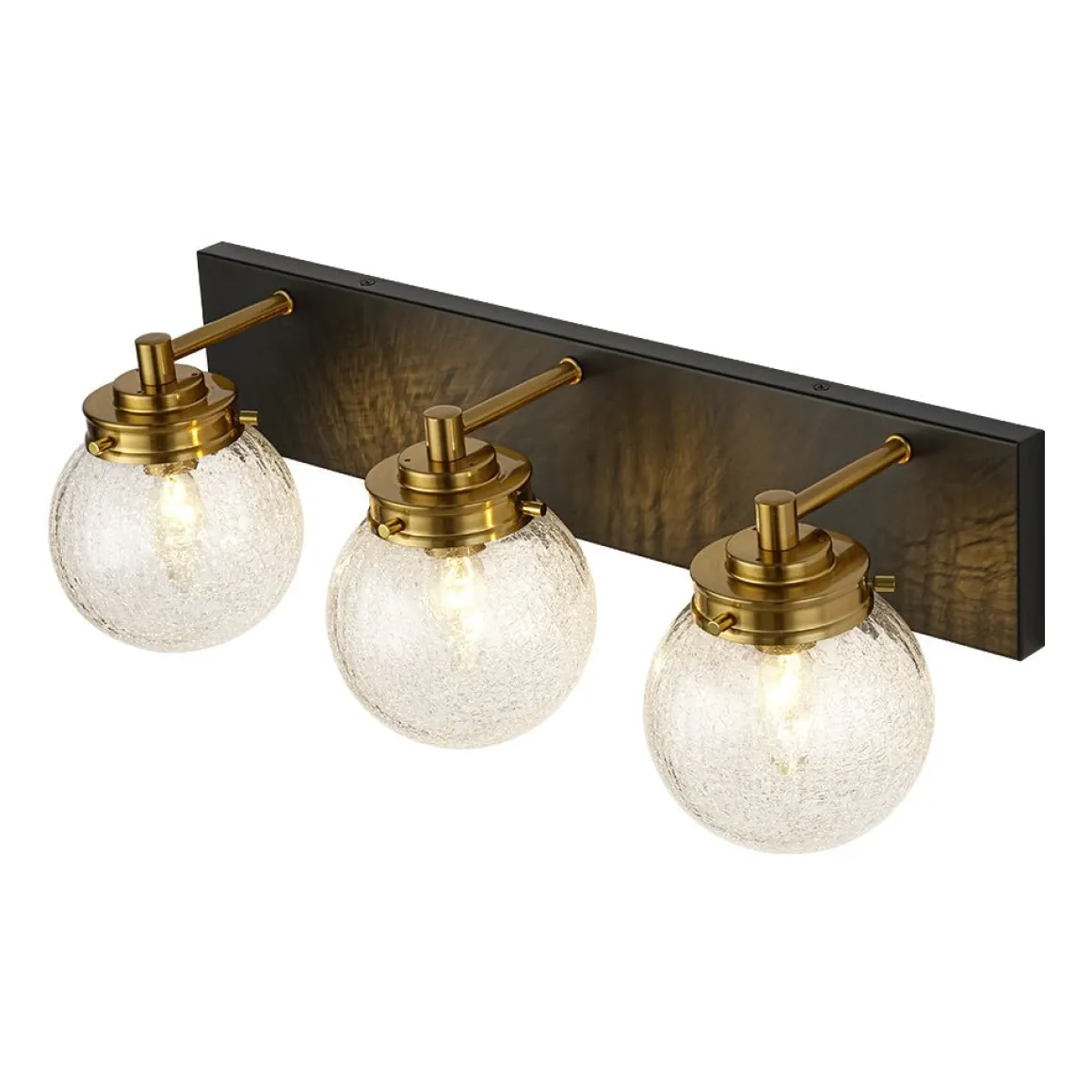 Black Brass Crackle Glass Globe Vanity Wall Lamp