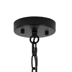 Black Brass 6-Light Rippled Glass Drum Cage Chandelier