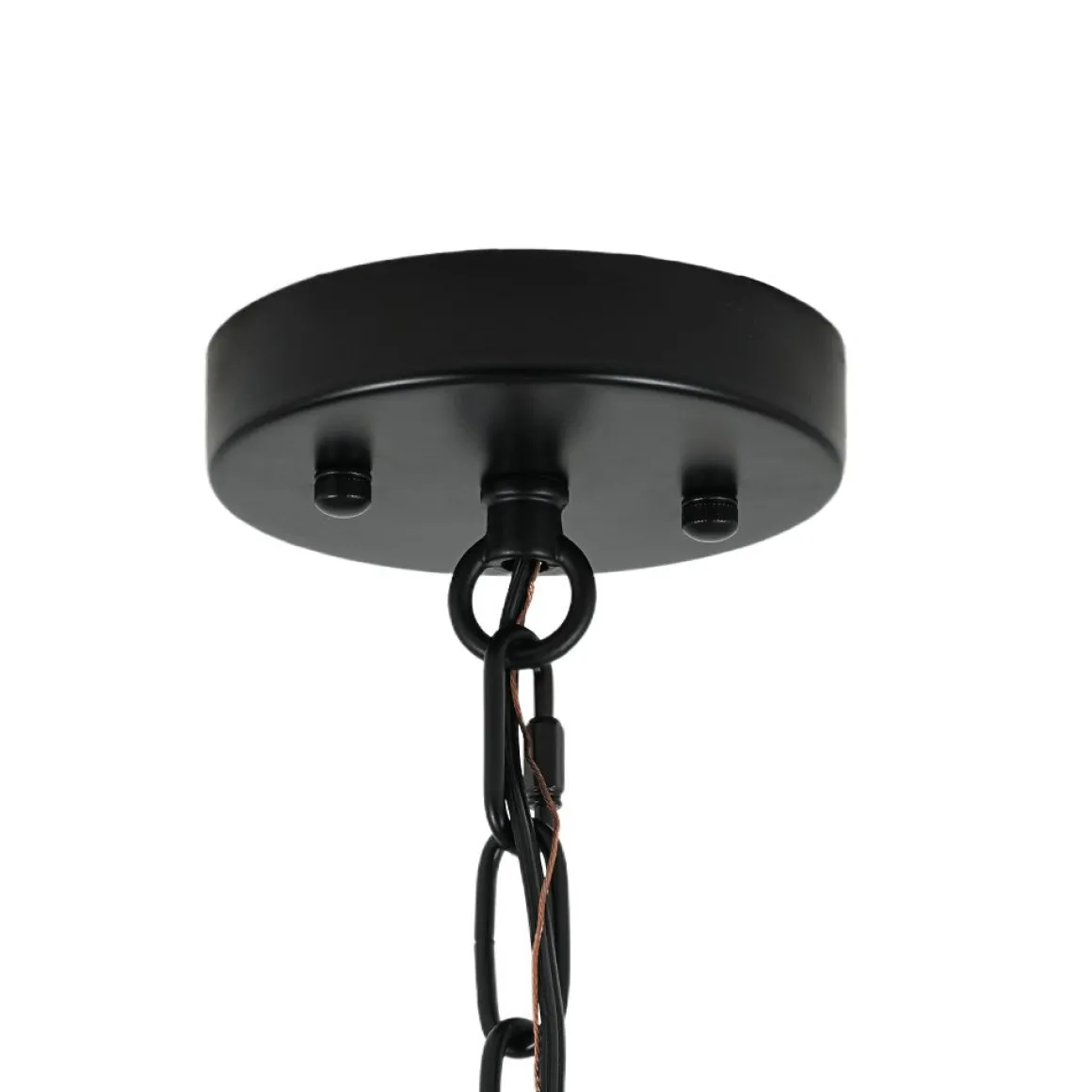 Black Brass 6-Light Rippled Glass Drum Cage Chandelier