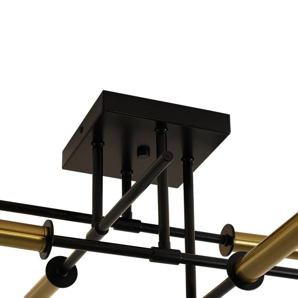 Black Brass 4-Light Sputnik Linear Semi Flush Mount