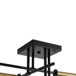 Black Brass 4-Light Sputnik Linear Semi Flush Mount