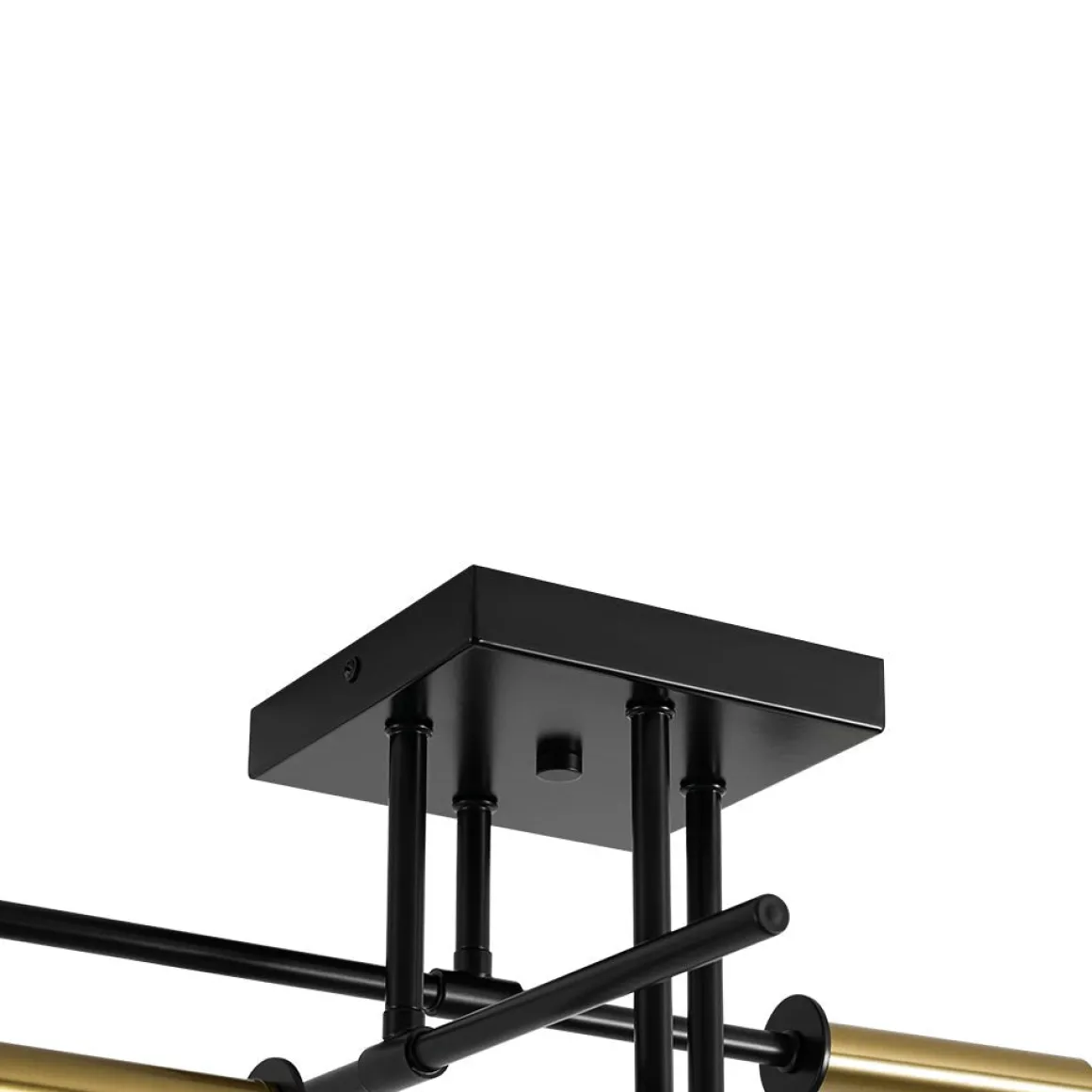 Black Brass 4-Light Sputnik Linear Semi Flush Mount