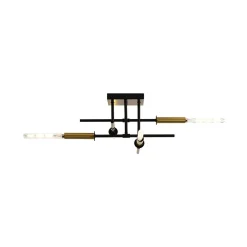 Black Brass 4-Light Sputnik Linear Semi Flush Mount