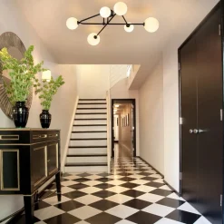 Black Frosted Bubble Linear Sputnik Semi Flush Mount