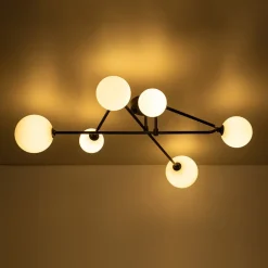 Black Frosted Bubble Linear Sputnik Semi Flush Mount