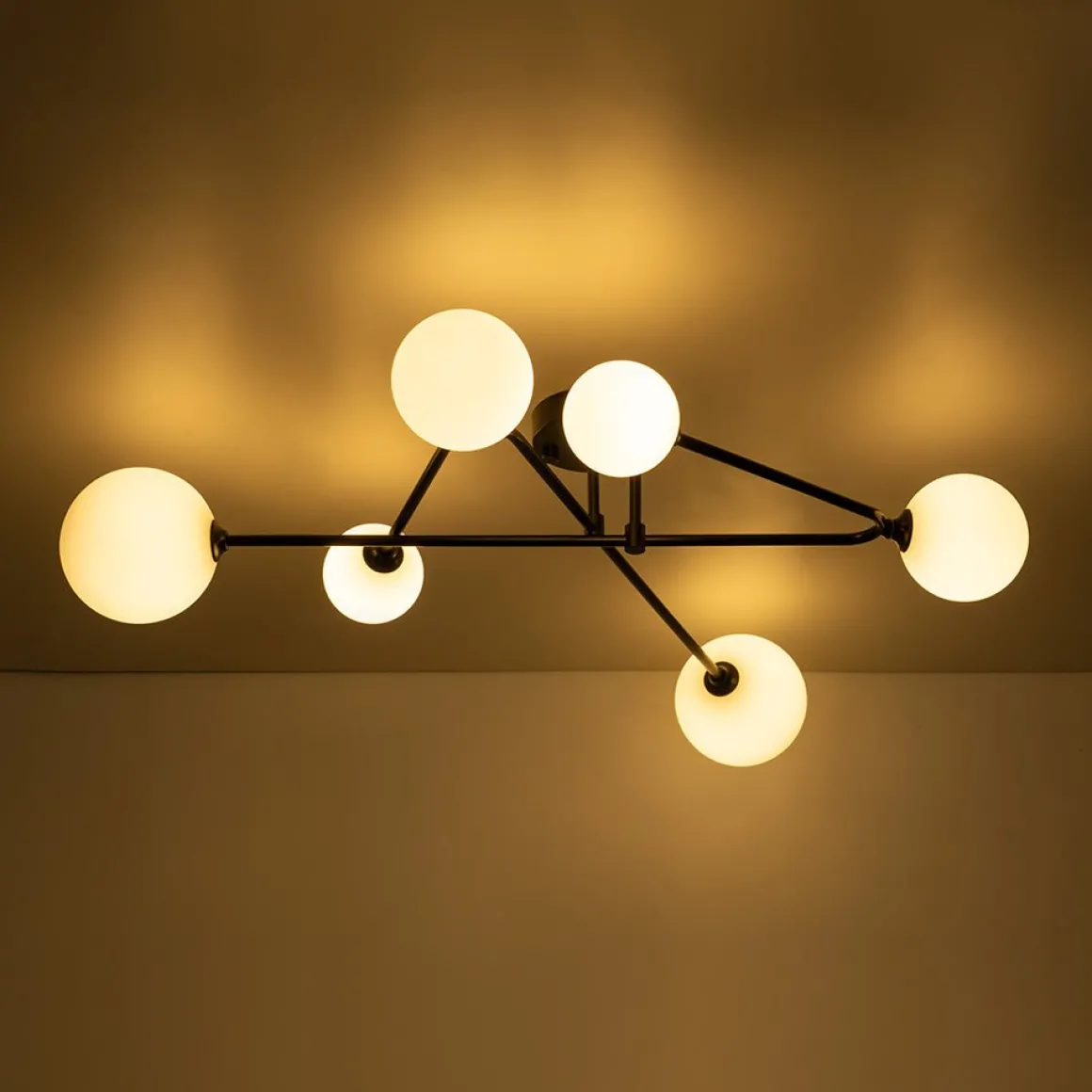 Black Frosted Bubble Linear Sputnik Semi Flush Mount