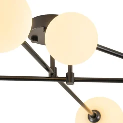 Black Frosted Bubble Linear Sputnik Semi Flush Mount