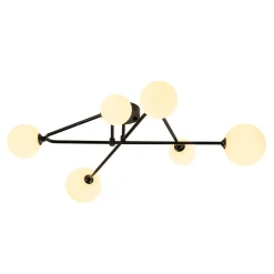 Black Frosted Bubble Linear Sputnik Semi Flush Mount
