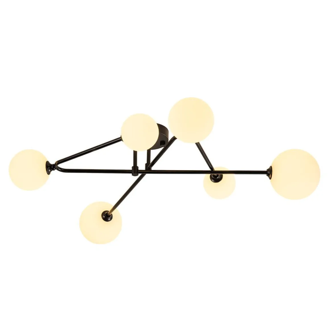 Black Frosted Bubble Linear Sputnik Semi Flush Mount
