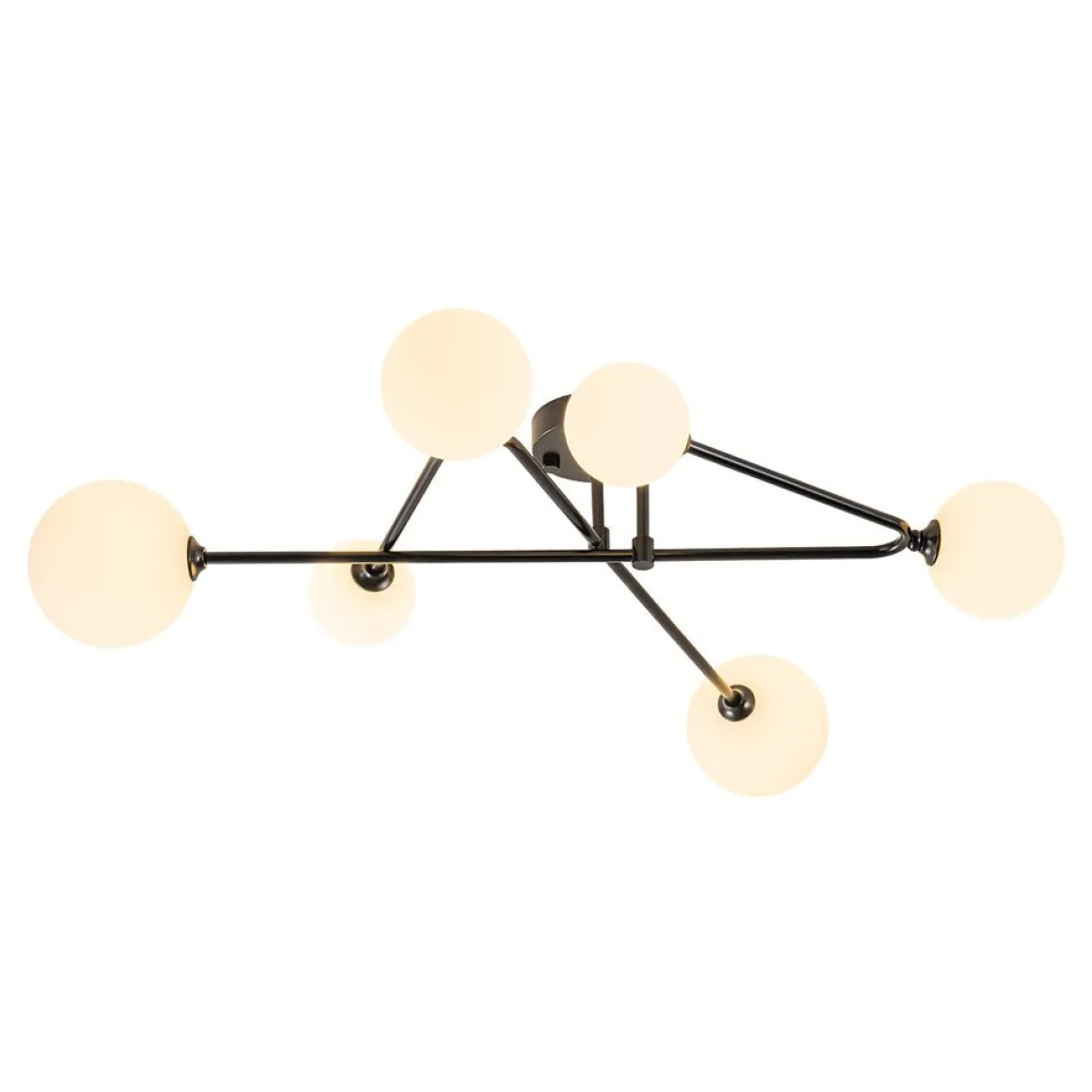 Black Frosted Bubble Linear Sputnik Semi Flush Mount