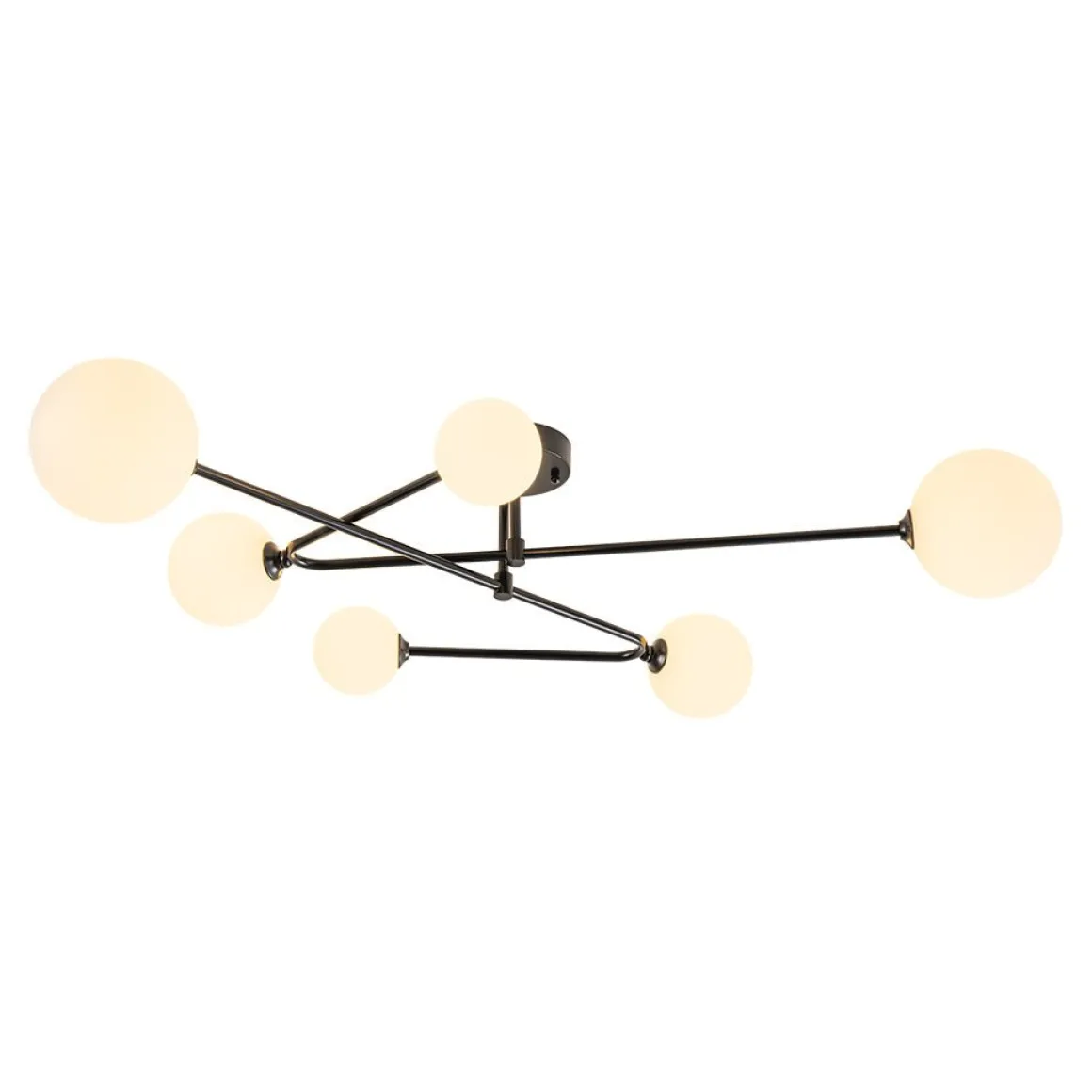 Black Frosted Bubble Linear Sputnik Semi Flush Mount