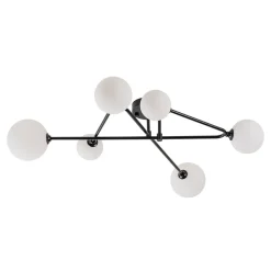Black Frosted Bubble Linear Sputnik Semi Flush Mount