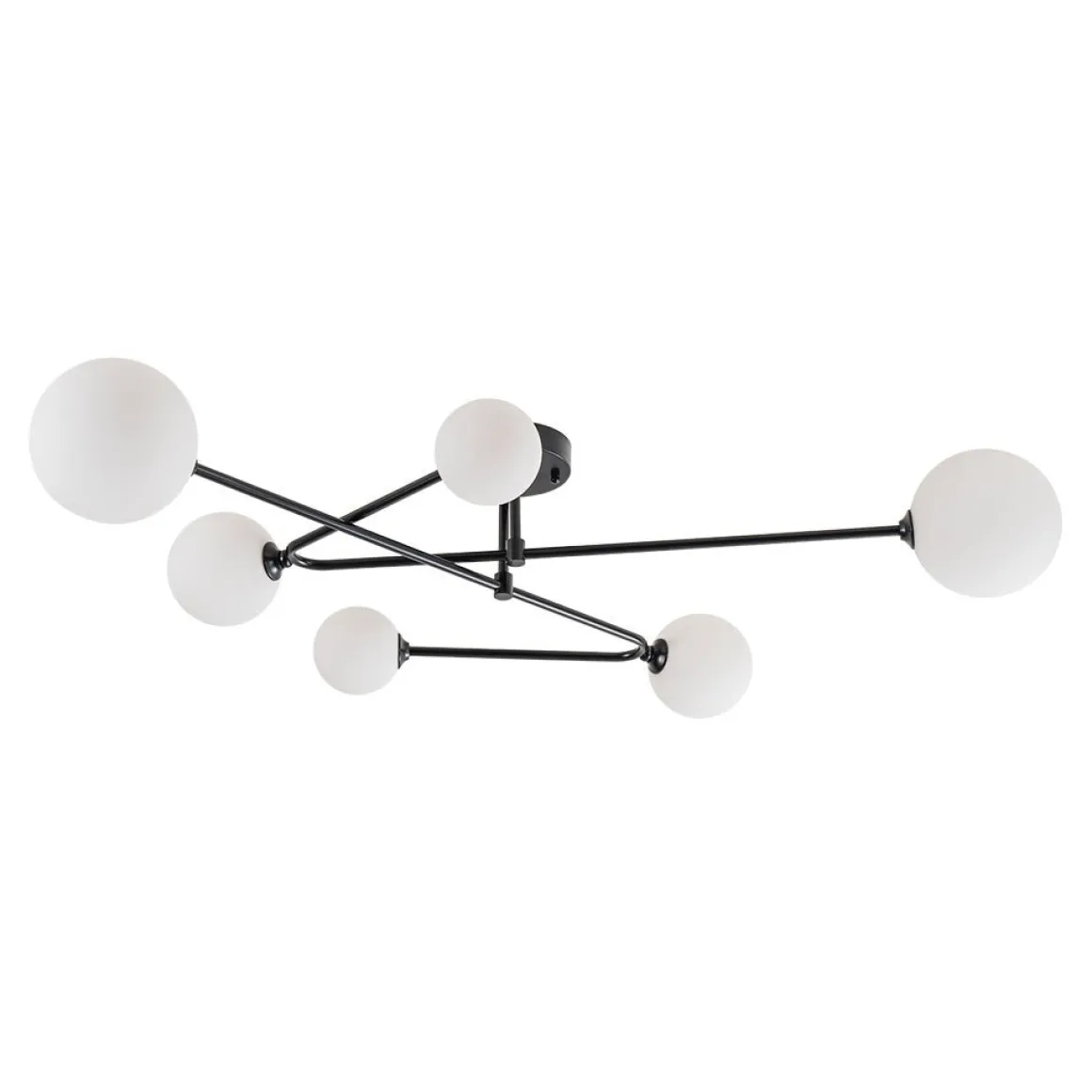 Black Frosted Bubble Linear Sputnik Semi Flush Mount