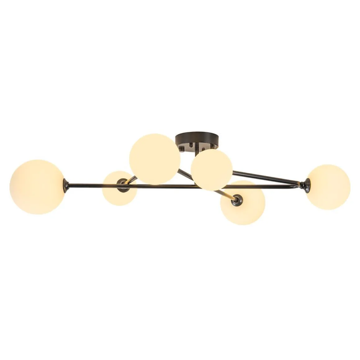 Black Frosted Bubble Linear Sputnik Semi Flush Mount