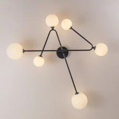 Black Frosted Bubble Linear Sputnik Semi Flush Mount