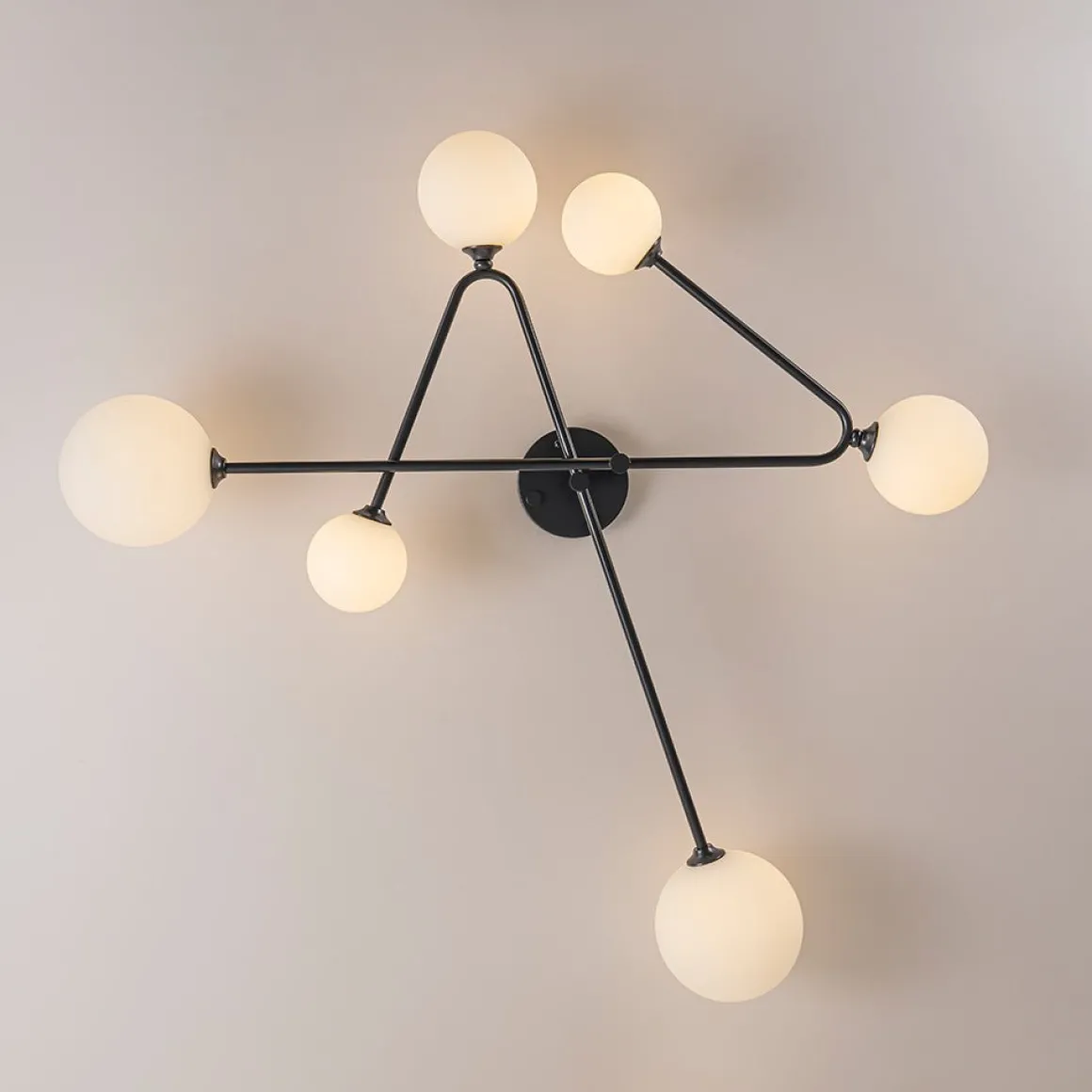 Black Frosted Bubble Linear Sputnik Semi Flush Mount