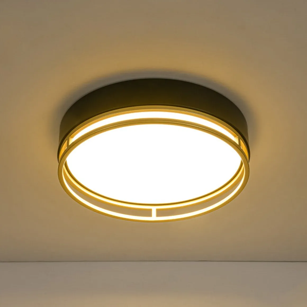 Black Gold Metal Round Dimmable LED Flush Mount Light 5CCT