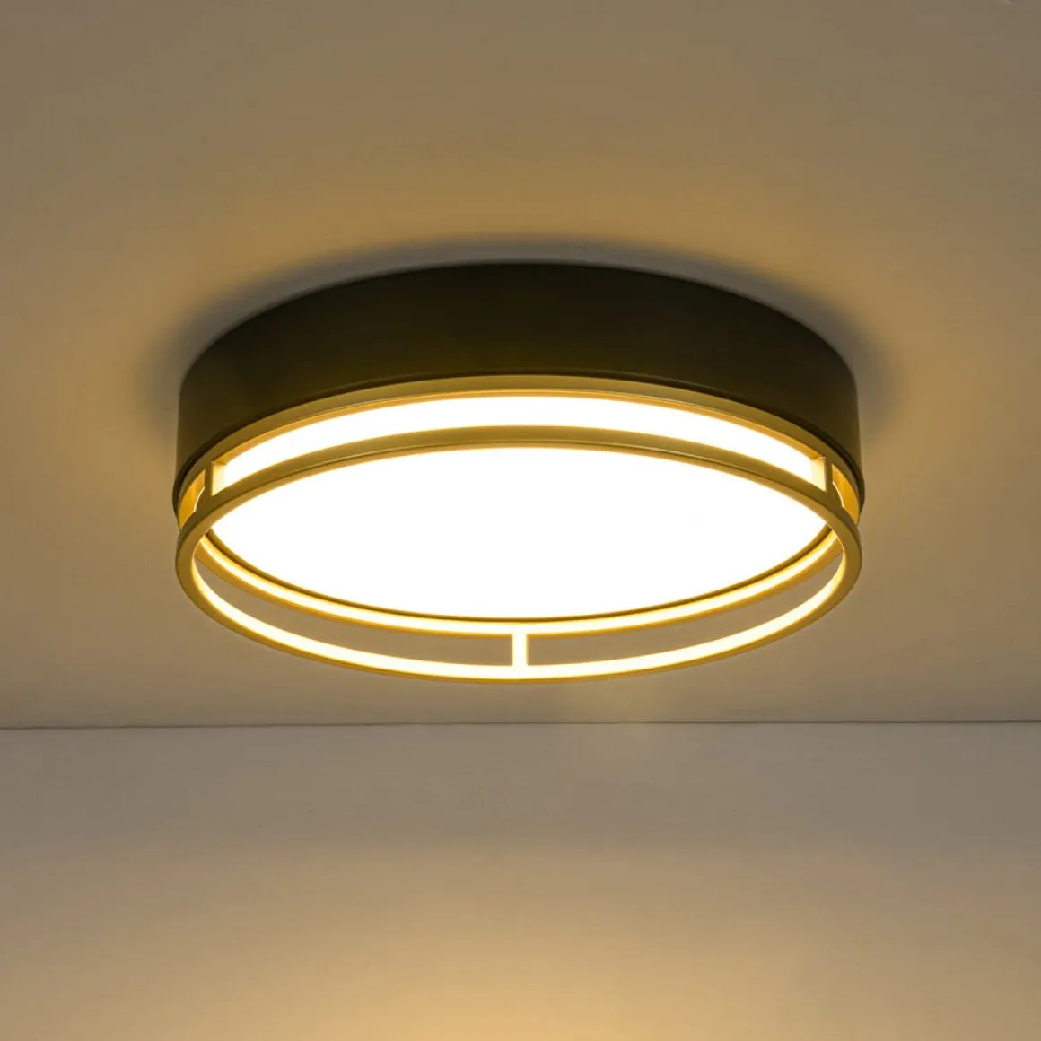 Black Gold Metal Round Dimmable LED Flush Mount Light 5CCT