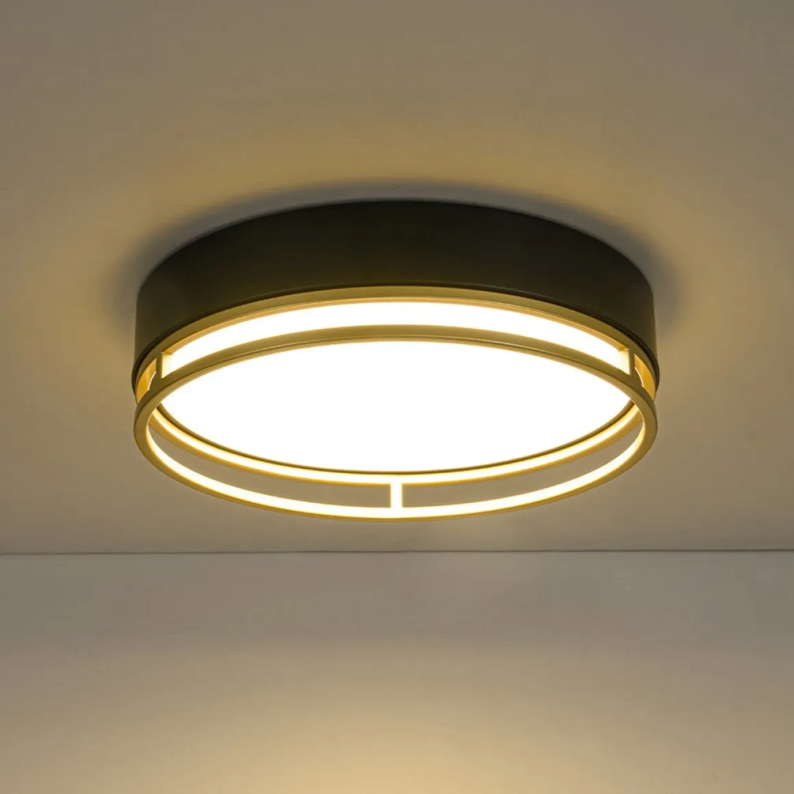 Black Gold Metal Round Dimmable LED Flush Mount Light 5CCT