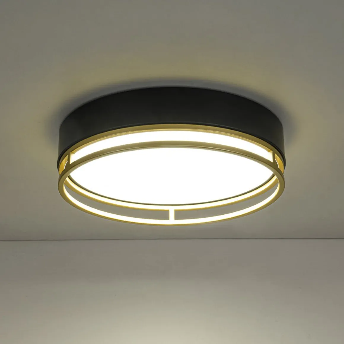 Black Gold Metal Round Dimmable LED Flush Mount Light 5CCT