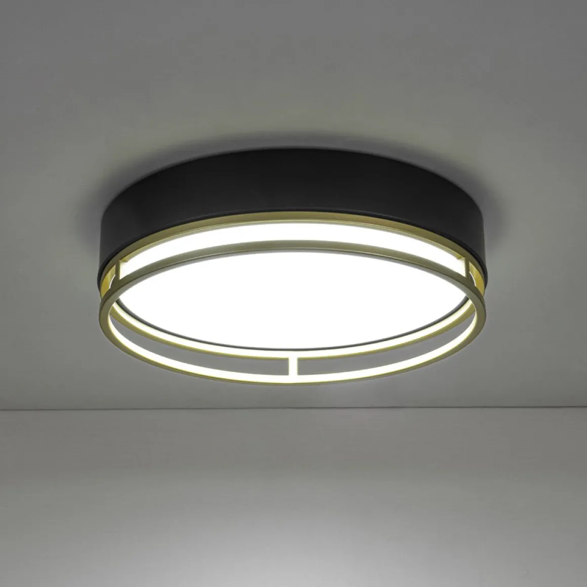 Black Gold Metal Round Dimmable LED Flush Mount Light 5CCT