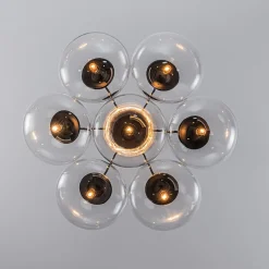 Black 7-Light Cluster Clear Glass Oval Globe Chandelier