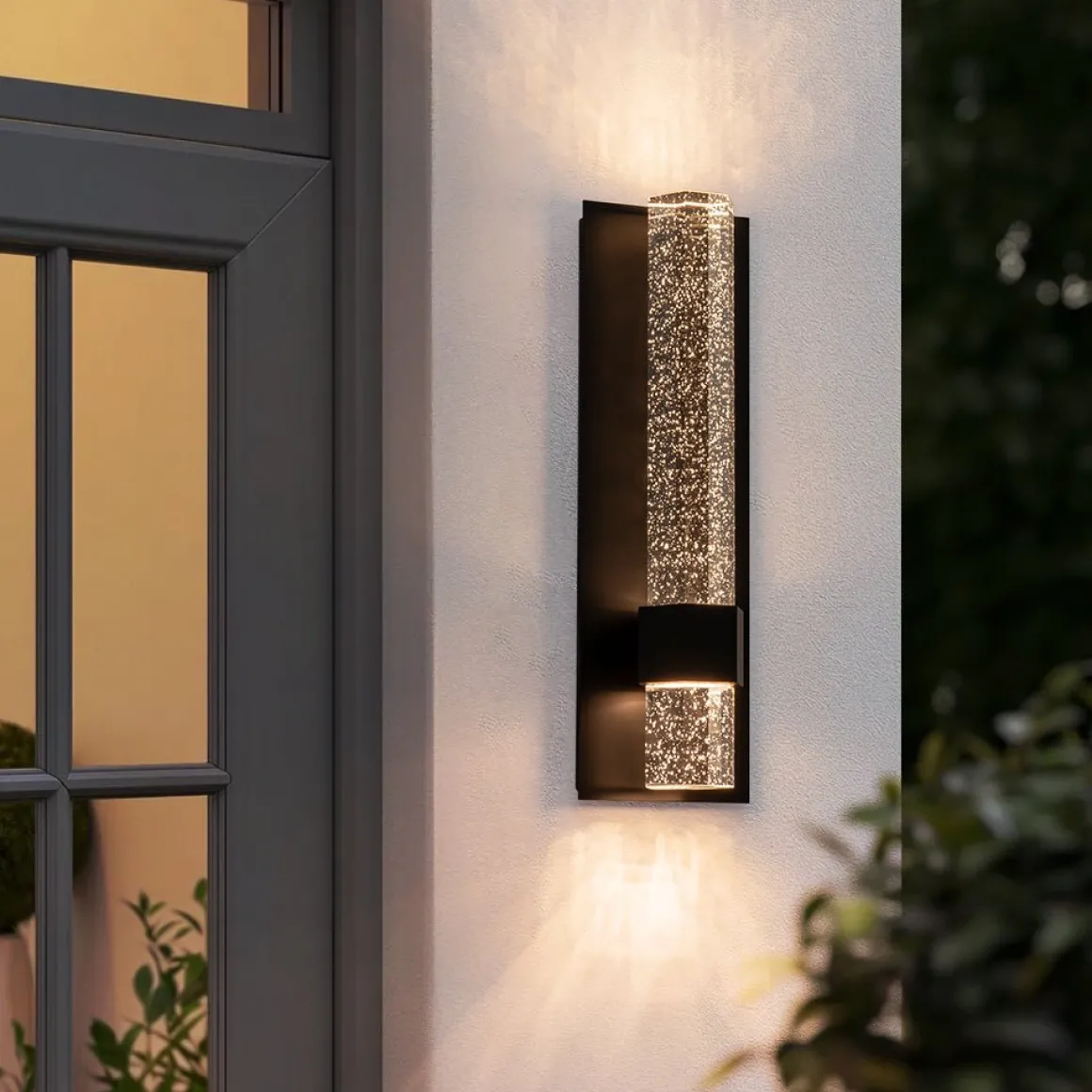 Black Linear Bubble Crystal Tube Dimmable LED Wall Light
