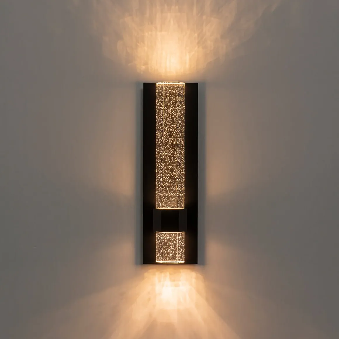 Black Linear Bubble Crystal Tube Dimmable LED Wall Light