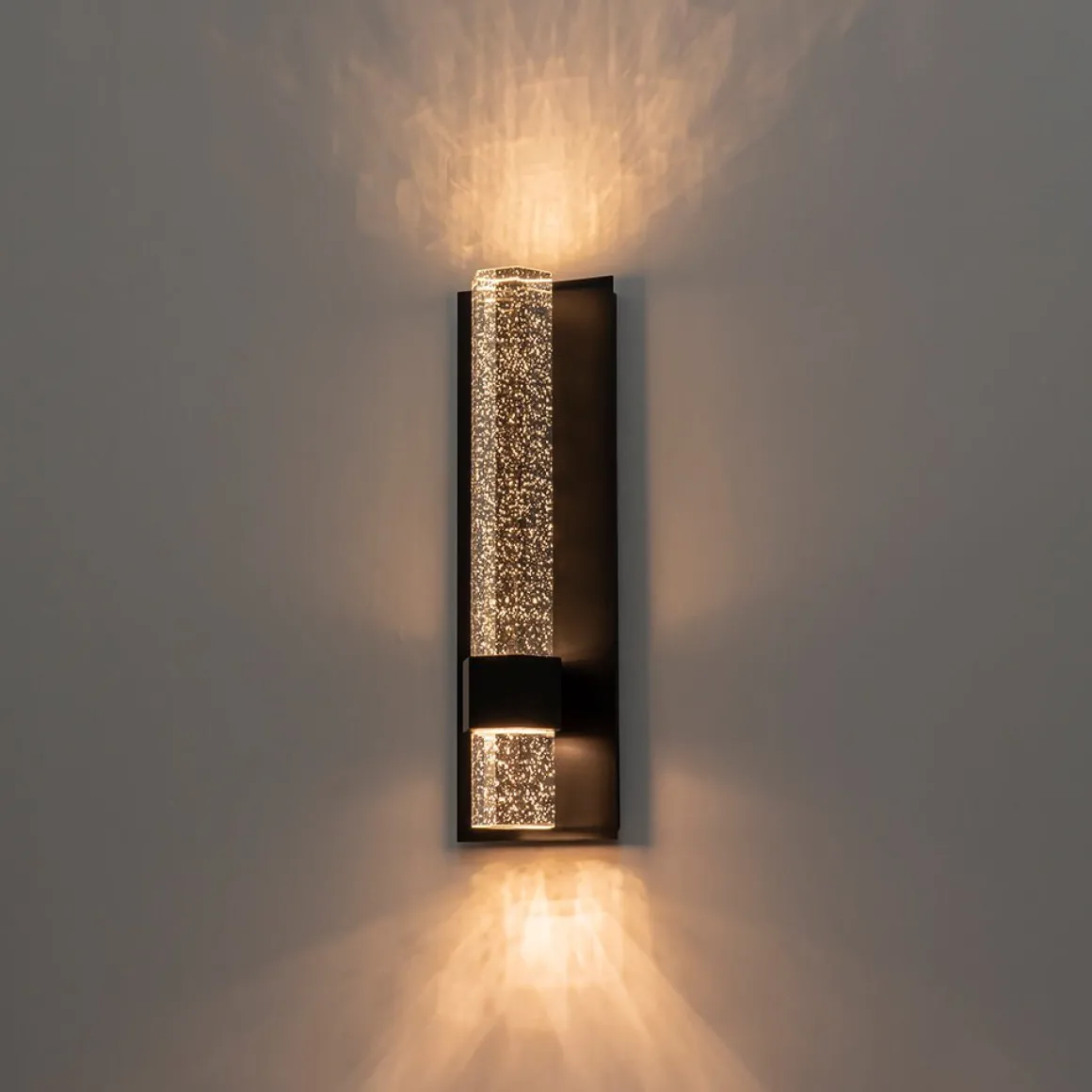 Black Linear Bubble Crystal Tube Dimmable LED Wall Light