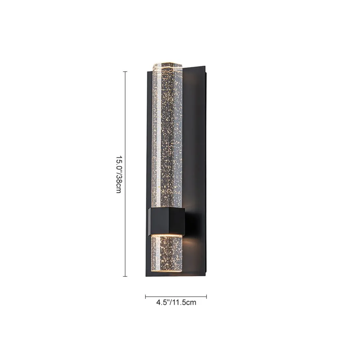 Black Linear Bubble Crystal Tube Dimmable LED Wall Light
