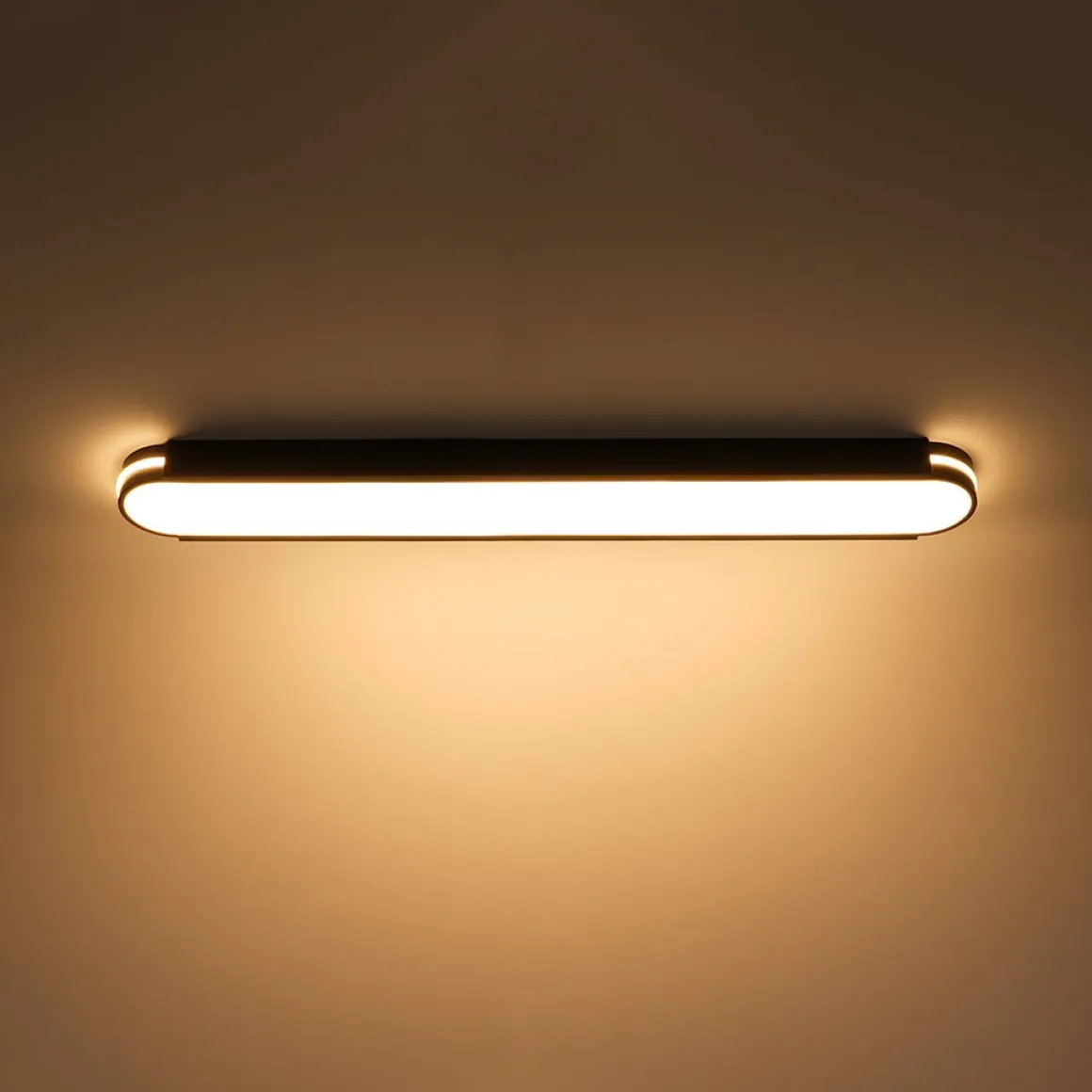 Black Minimalist Oval Dimmable LED Flush Mount Light